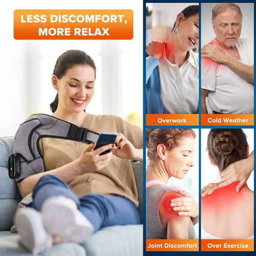 Electric Heated Shoulder Brace Massager Rotator Cuff Support Compression Wrap - Picture 12 of 20