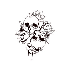 Skulls Roses & Dragonflies Die cut decal Multiple Colors Made in USA
