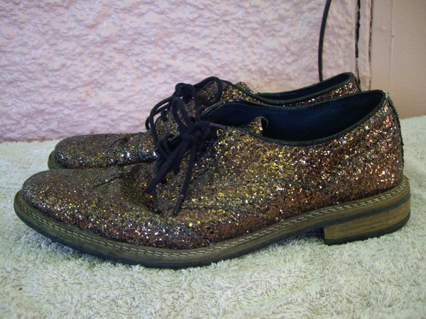 IRREGULAR CHOICE MENS/LADIES BROWN GLITTER BROGUES,SHOES-SZ 42/8.5-10.5 VGC