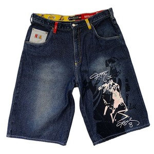 lakers denim shorts