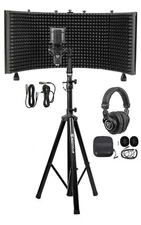 Rockville Pro Recording Studio Microphone Mic+Isolation Shield+Headphones+Stand