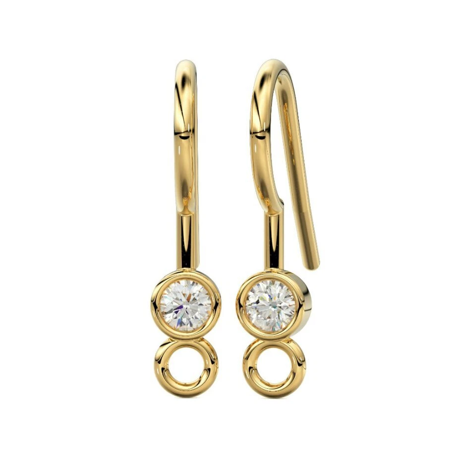 Pendientes de oro amarillo macizo de 14K para encontrar alambre de diamante natural hallazgos de joyería. Foto 2 de 4