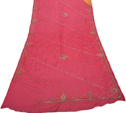 Sushila Vintage Indian Scrap Dupatta Blend Georgette Silk Embroidered Long Stole - Picture 8 of 11