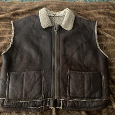 Vintage One Of A Kind Brown Leather Pelle Pelle Zip Up Vest With Logo On Back