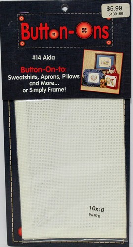 HTC 10x10" Counted Cross Stitch 14 Count Aida Fabric BUTTON-ONS Sealed NIP - Picture 3 of 3