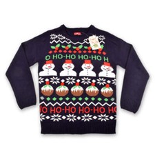 Men's Navy Snowman Christmas Jumper Assorted Sizes