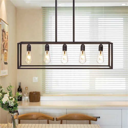 Hanging Pendant Light Industrial Metal Cage Chandeliers Ceiling Lamp 5-Light - Picture 7 of 12