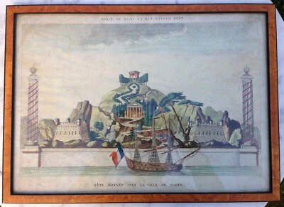 Rare vue d'optique fin XVIIIème : fête parisienne révolution française - Photo 1/4