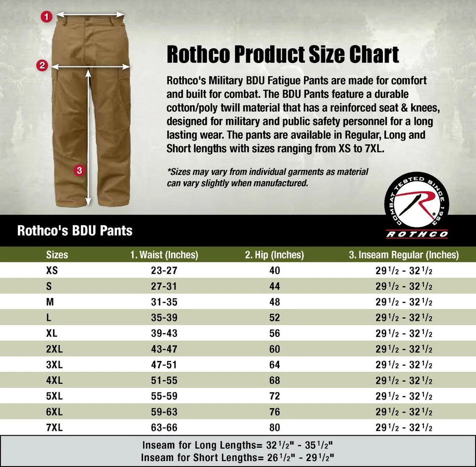 Rothco Military Camouflage BDU Cargo Army Fatigue Combat Pants (Choose Sizes) - Image 2 of 2