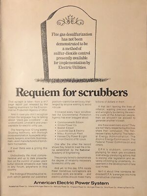 1974 American Electric Power System PRINT AD Requiem Gas Scrubbers EPA VTG 1970s