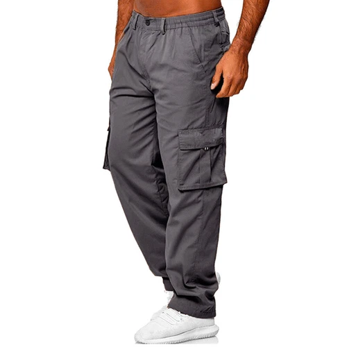 Mens Cargo Pants Lightweight Casual Summer Pants Pocket Elastic Waist Belt - Picture 11 of 19