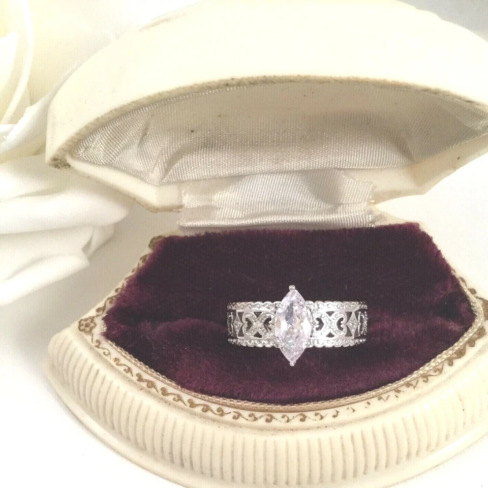 Joyería Vintage Anillo Oro Diamante Zafiros Blancos Antiguo Art Deco Joyería 10 Foto 2 de 4