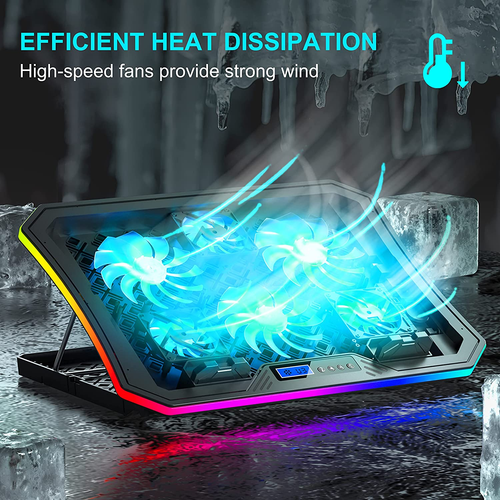 Topmate C12 Laptop Cooling Pad RGB Gaming Notebook Cooler for Desk and Lap Use, - Picture 2 of 12