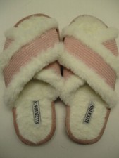 Ellen Tracy Women Slippers Slide Size M 8 Faux Fur Lined Pink Sparkley FU125