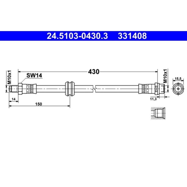 Bremsschlauch ATE 24.5103-0430.3 FüR BMW 3Er Z3 Roadster-image