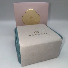 Vlando Small Travel Jewelry Box Organizer Display Case Aqua Blue Square Zippered