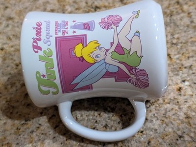 Tinker Bell Coffee Mug Cup Disney Store Tink Pixie Squad Cheer Pink Green