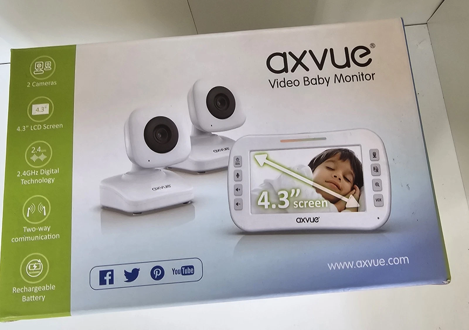 Axvue Video Baby Monitor, Comfortable Slim Design Handheld Enclosure, 4.3" Scree