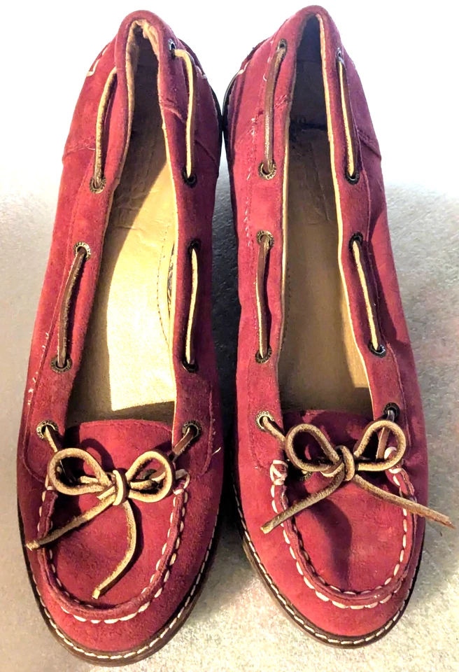 Sperry на танкетке размер 7,5 M бордовый красный и желтовато-коричневый коричневый замшевые мокасины мокасины туфли - Изображение 4 из 4