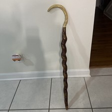 43" Deer Antler Twisted Wood Walking-Stick/Cane
