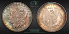 CACG MS-63 1889-P Morgan Silver Dollar, Gorgeous, Pastel-Rainbow Toning!