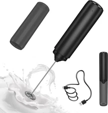 Milk Frother Handheld Rechargeable, Frother Wand with Storage Cover, Drink Mixer