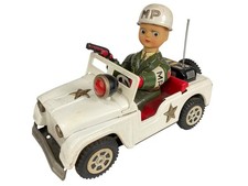 Daiya Military Police Jeep Tin Lithograph Battery Operated Toy 