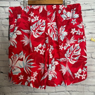 SPEEDO Men's XXL Hawaiian Print Red Swim Trunks NWT | eBay