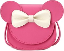 Little Mouse Ear Bow Crossbody Purse PU Shoulder Handbag For Kids 1rose Pink1