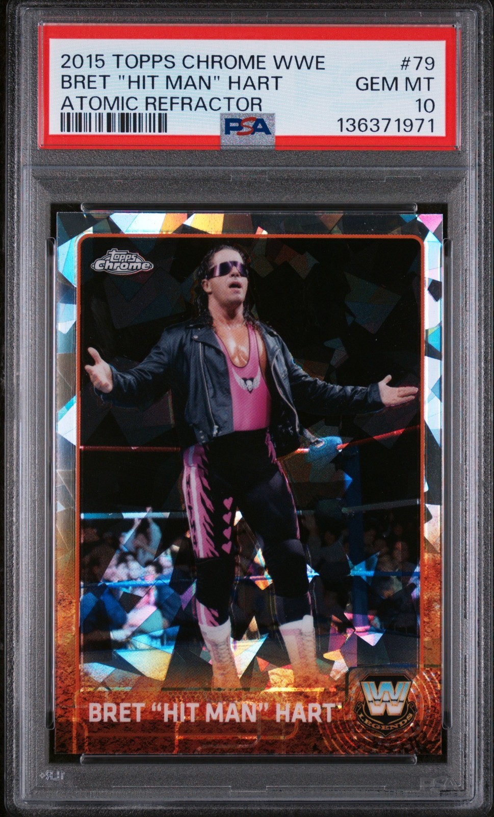 2015 WWE Topps Chrome Atomic Refractor Bret Hit Man Hart PSA 10 79 POP 5 WWF WCW