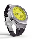 Casioak Custom Modded Metal Watch GA-2100-9A9 Mod Yellow Dial Silver Case GA2100
