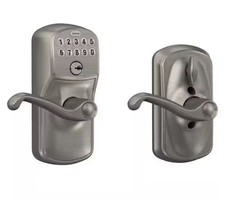 Schlage FE595 PLY 619 FLA Flex Electronic Keypad Lock Accent Lever Satin Nickel