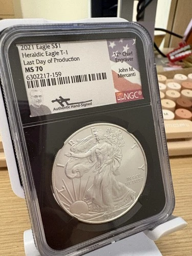 2021 Silver Eagle Heraldic Eagle T-1 Last Day Of Production NGC MS70