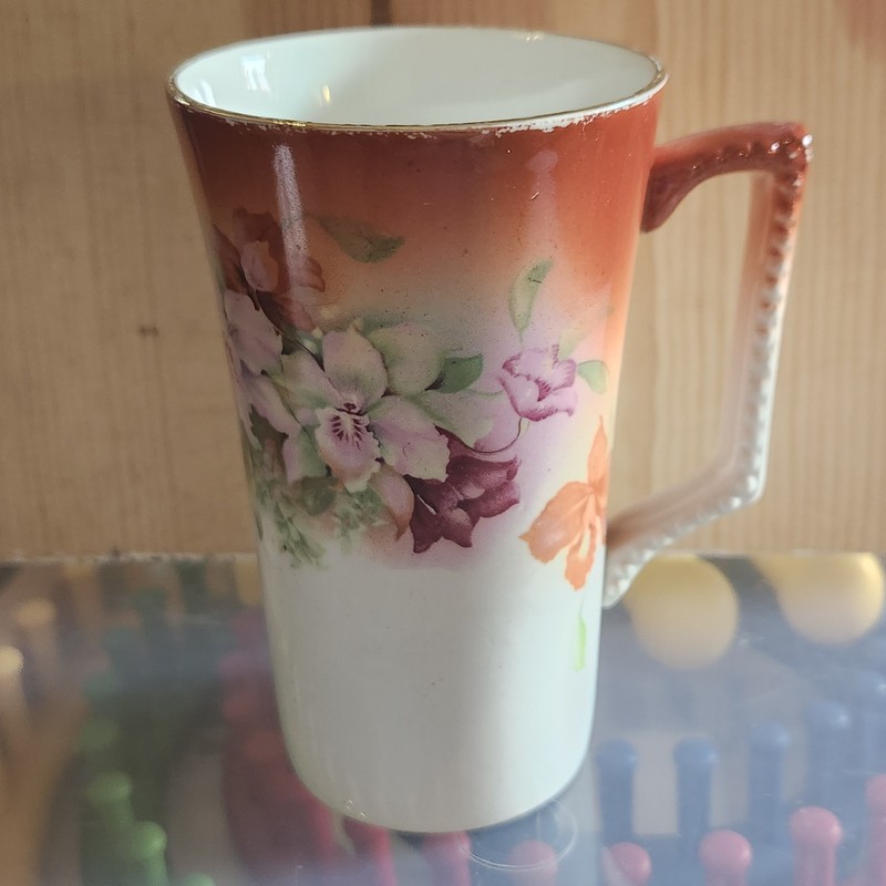 Vintage Dresden China Lemonade Mugs With Flower Detailing Set Of 6