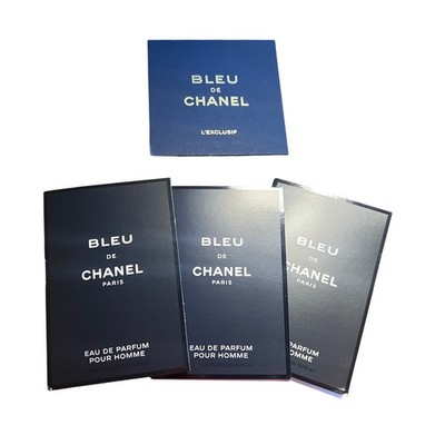 3 Bleu de Chanel 1.5 ml/0.05 fl. oz Pour Homme Cards Vial NEW Mens