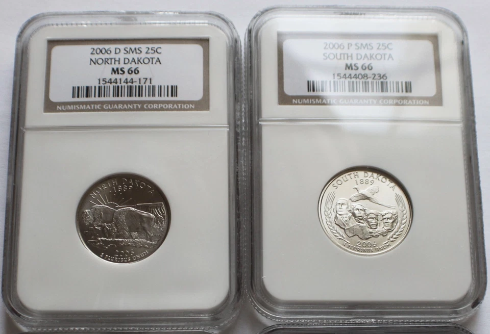 4 SMS State Quarters, 2006-P SD + 2006-D ND/NV + 2005-D KS 25C - NGC MS 66 - Image 3 of 4