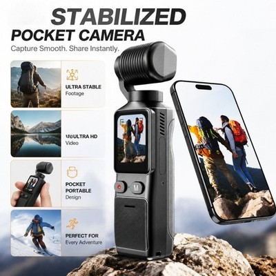 2.7K Action Cam Pocket Kamera Mini Vlog Gimbal Cam 180°Drehbar WiFi Sport-Kamera