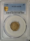 1859 Indian cent, PCGS AU58