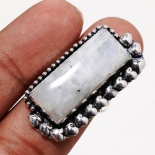 Rainbow Moonstone Gemstone Handmade Fashion Ethnic Gift Jewelry Ring 7" SR 7194