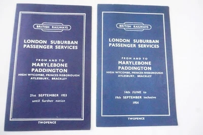 1953 1954 Marylebone Paddington Eastern Region Passenger Railway Timetable x2 - Image 1 of 4