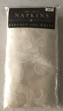 Bed Bath & Beyond 4 Napkins Baroque Off White 17" x 17" New Old Stock in Package