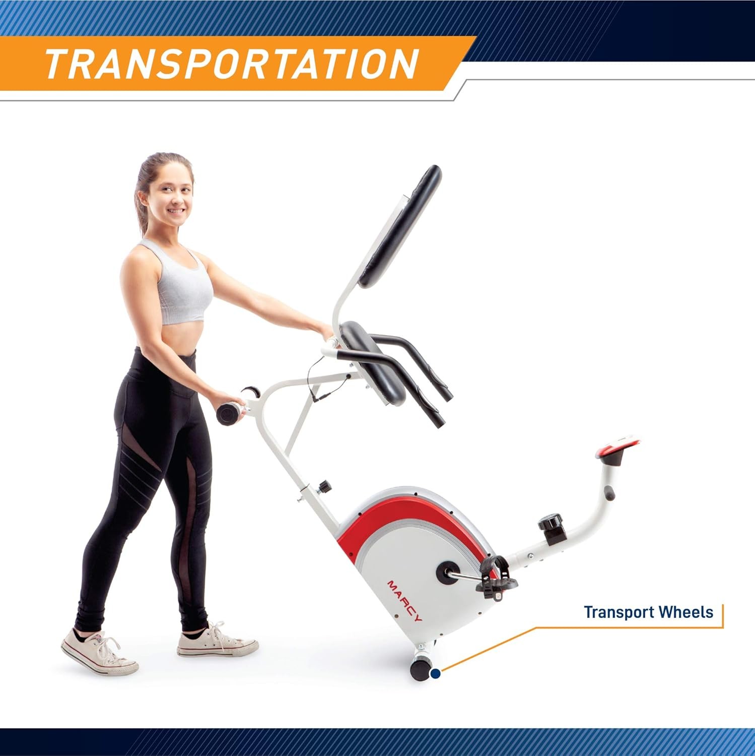 Recumbent Exercise Bike W/ Magnetic Resistance & Pulse Sensor NS-908R White