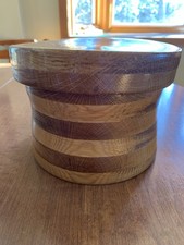 Vintage Hand Turned Wood Box With Lid 5  Tall