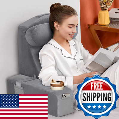 Moon Pine Reading Pillow For Adults Memory Foam Backrest Detachable Arms - Bed