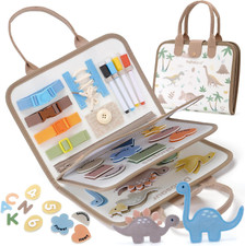 Busy Board Montessori Toy for Toddlers, 6-in-1 Preschool Learning Activities