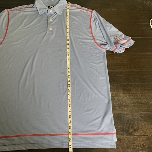 FJ Foot Joy Mens Golf Polo Short Sleeve Shirt Blue White Striped Size XL - Picture 12 of 17
