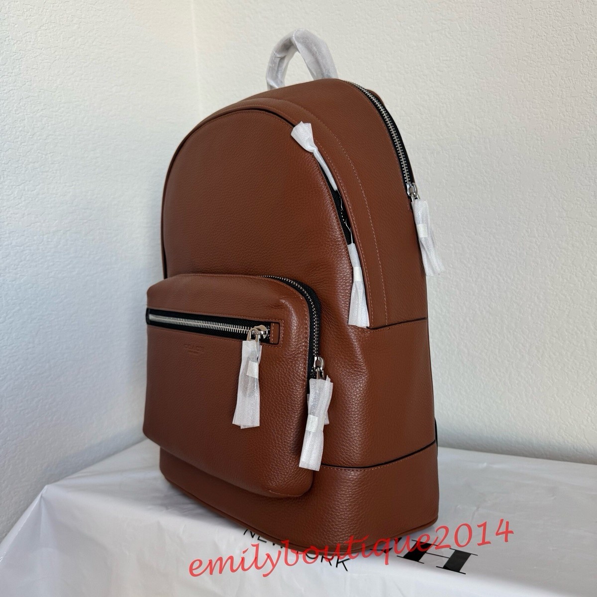 NWT Coach CU105 Men's West Backpack In Redwood Brown Pebble NWT Coach CU105 Men's West Backpack In Redwood Brown Pebble