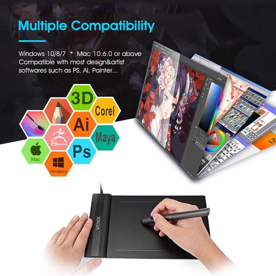 Drawing Tablet VEIKK S640 Graphic Drawing Tablet Ultra-Thin 6x4 Inch Pen Tablet - Image 2 of 4