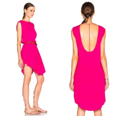 IRO Olivia Drop Waist Oversized T-Back Lightweight Fuchsia Pink Dress, 38/US 6
