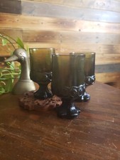 VTG Set of 3 Tiffin Franciscan Madeira Olive Green Footed Glasses Goblets 8oz